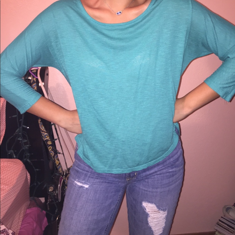 Cute green backless blouse