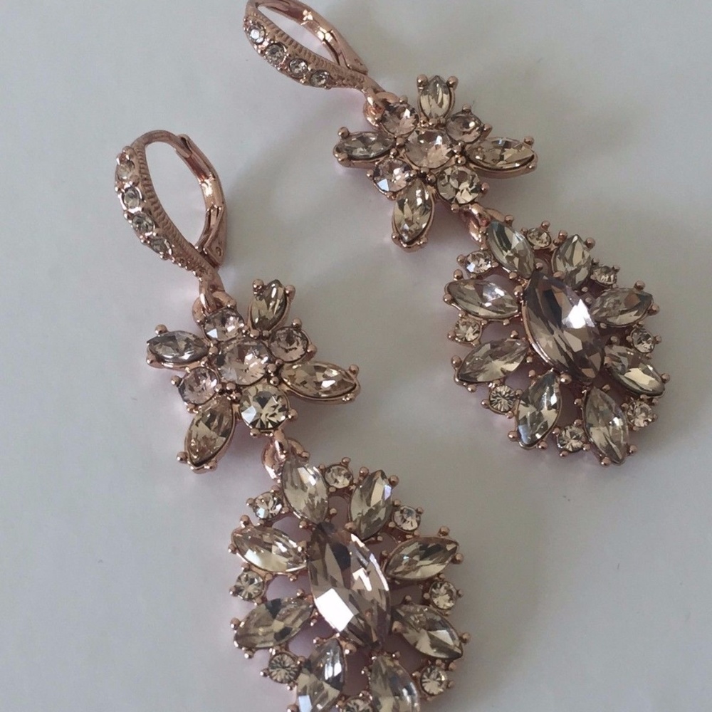 Givenchy Rose Gold Swarovski Crystal Earrings New - Picture 5 of 6