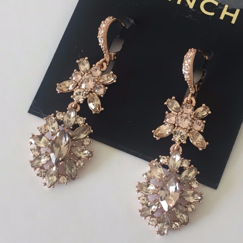 Givenchy Rose Gold Swarovski Crystal Earrings New
