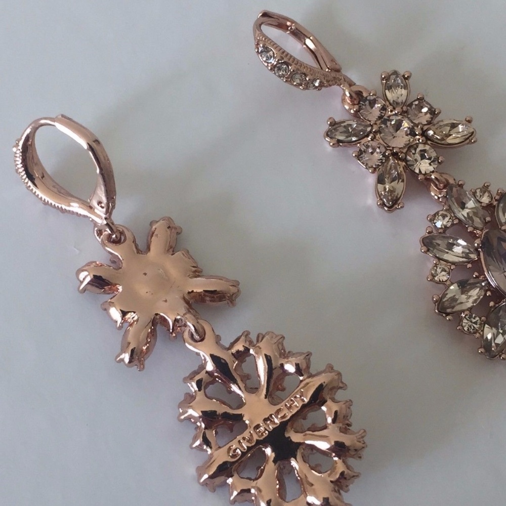 Givenchy Rose Gold Swarovski Crystal Earrings New - Picture 3 of 6