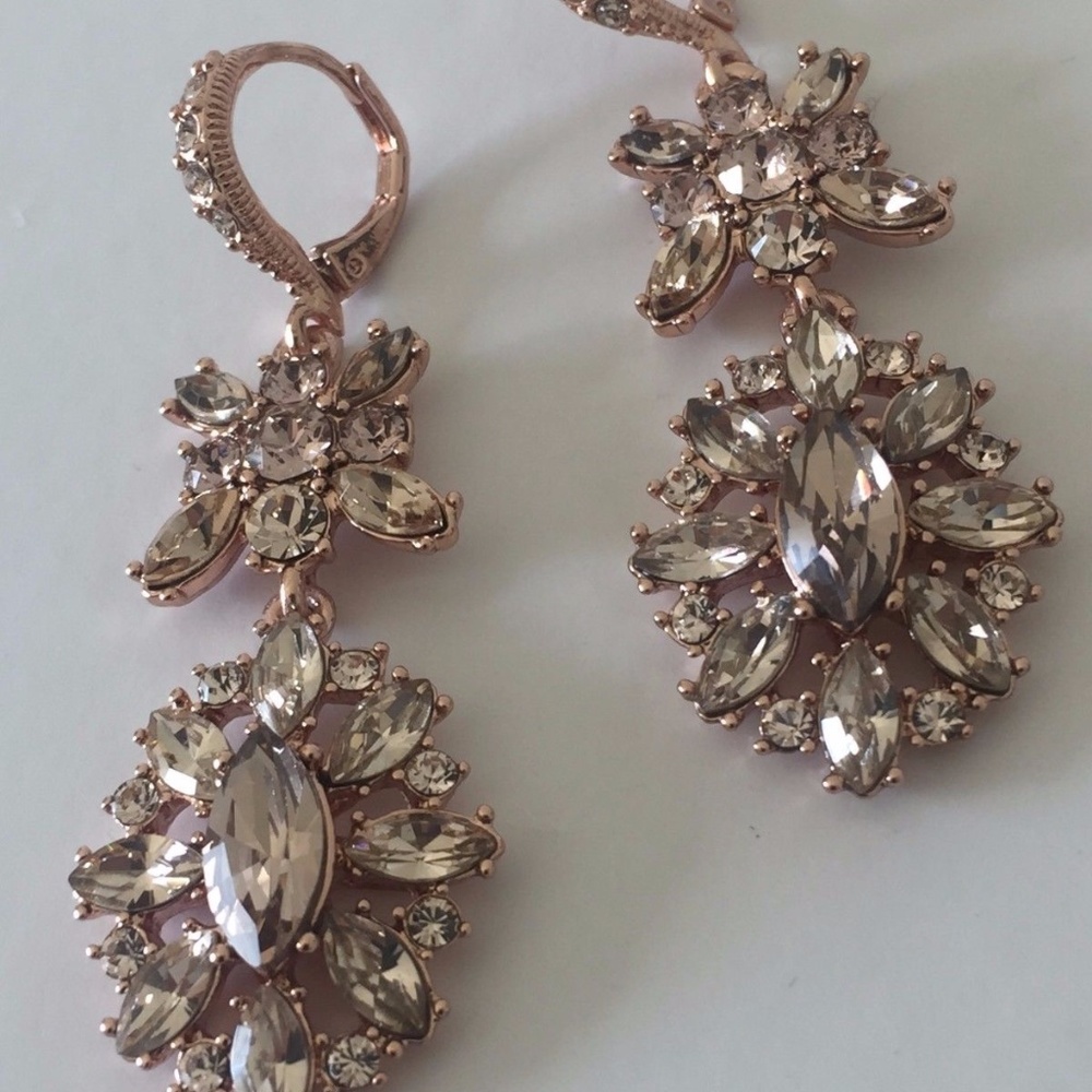 Givenchy Rose Gold Swarovski Crystal Earrings New - Picture 2 of 6