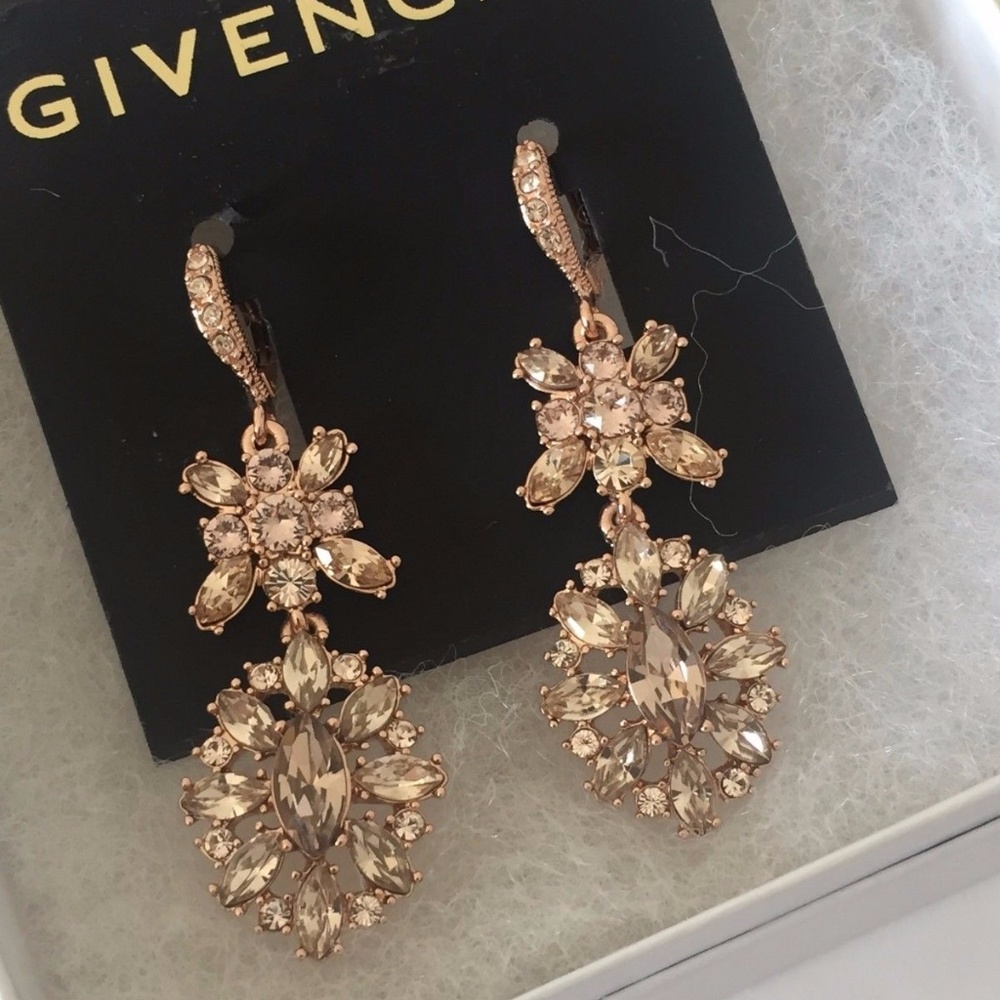 Givenchy Rose Gold Swarovski Crystal Earrings New - Picture 6 of 6