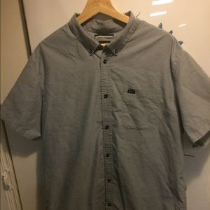 RVCA Men's dress shirt in light gray. Size XL