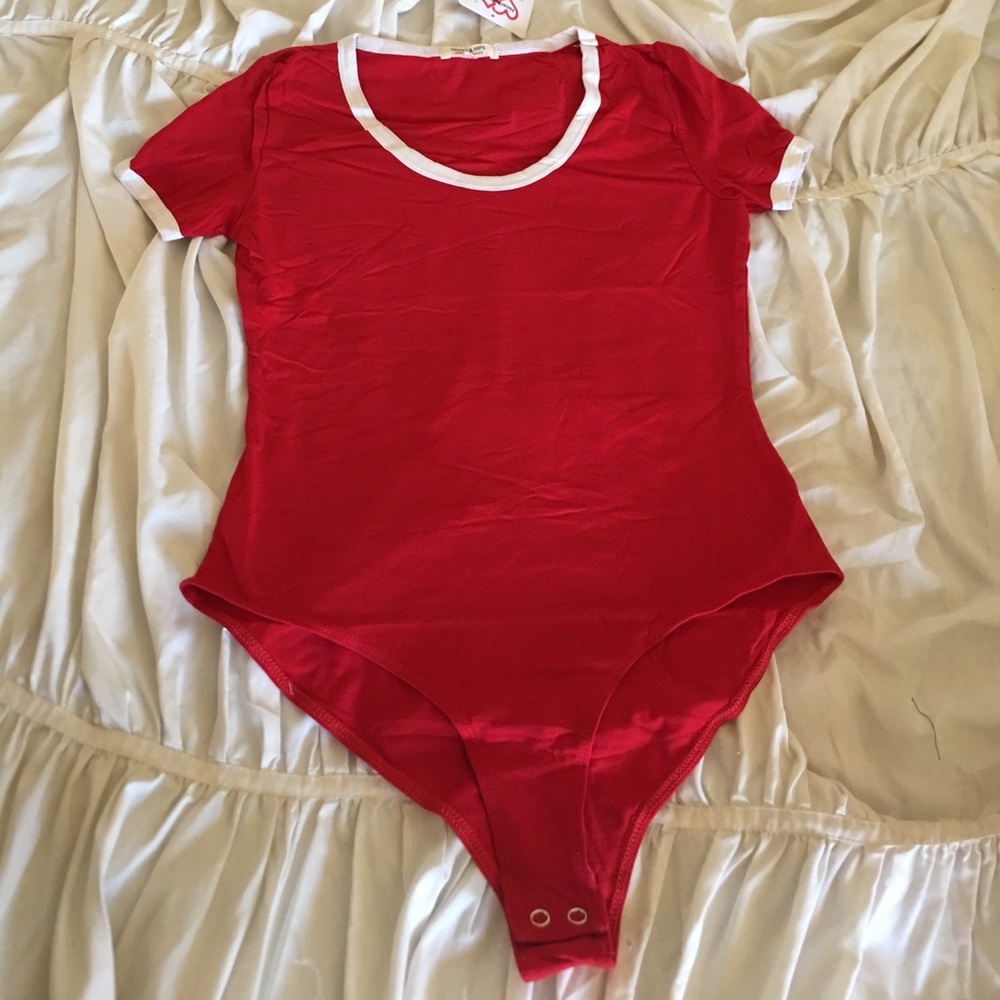 Red tshirt style adult onesie bodysuit