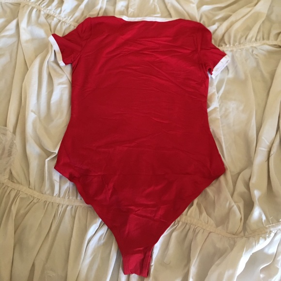 Red tshirt style adult onesie bodysuit - Picture 3 of 3