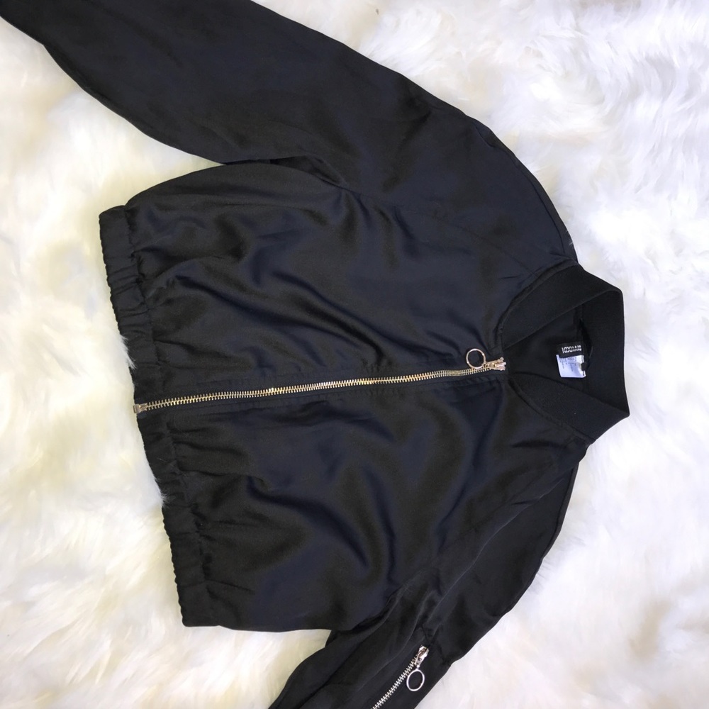 Black mini bomber jacket