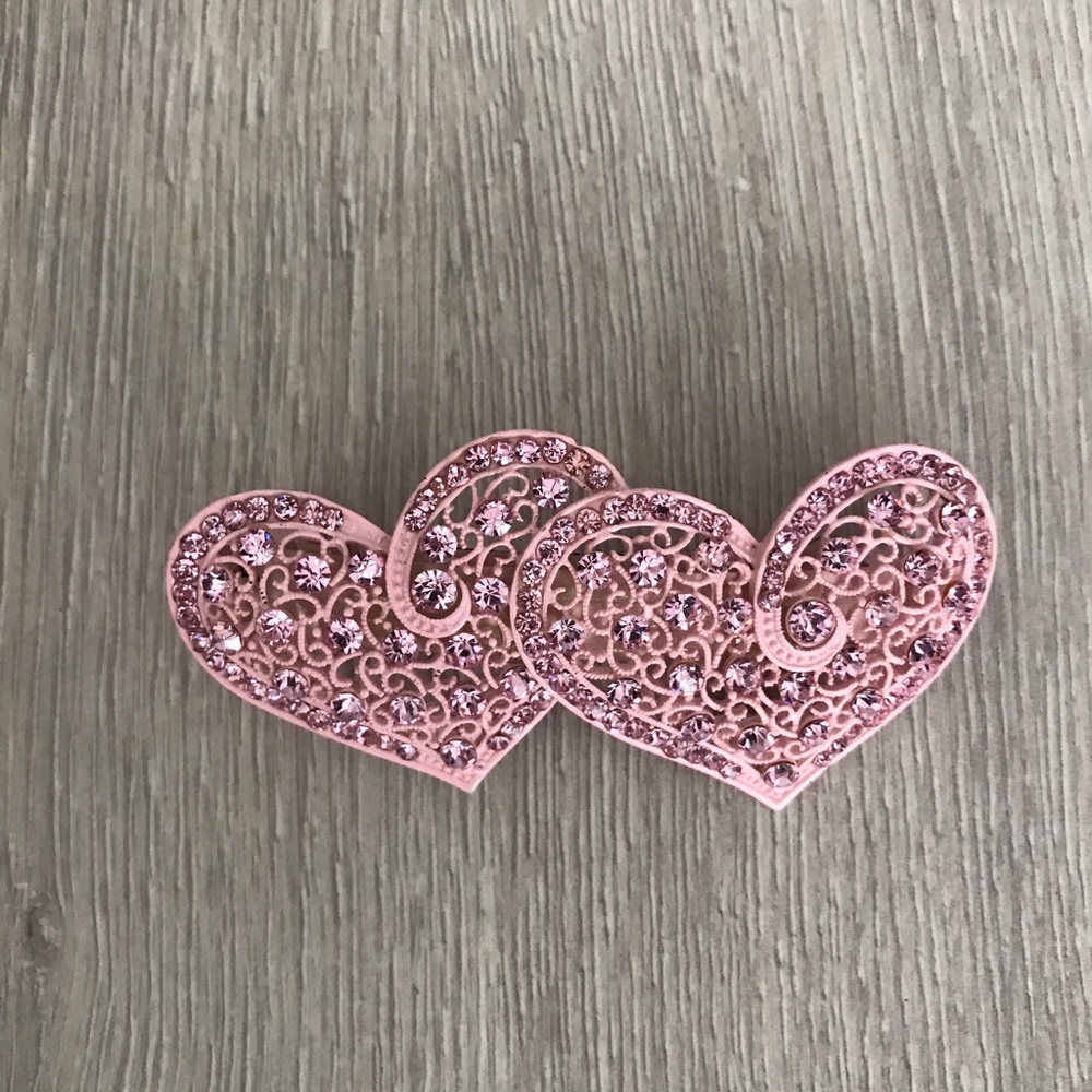 Pink double hearts hairpin