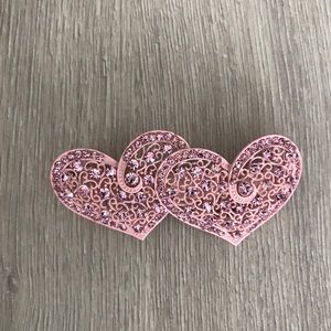 Pink double hearts hairpin