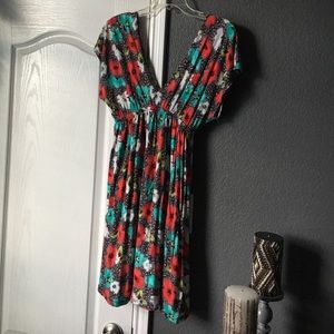 LUSH Plunge neck floral dress or cover up