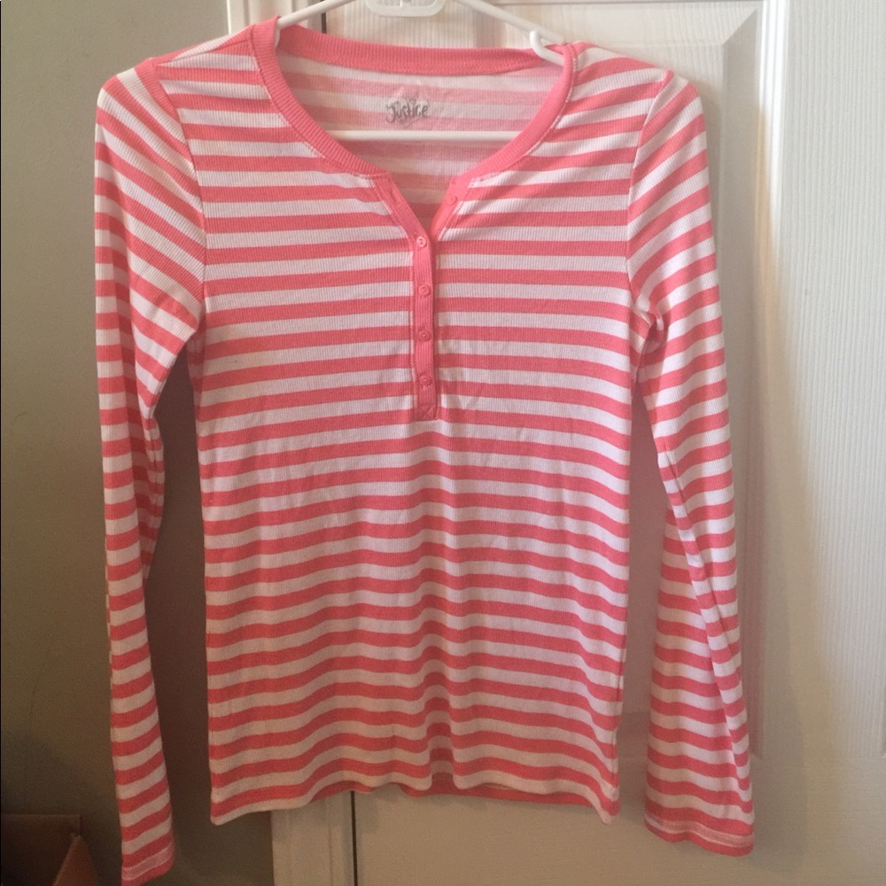 Justice Long Sleeve Top. Size 14. Coral.