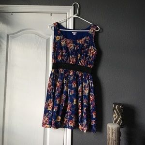 Floral cinched waist dress