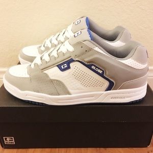 Men's White Grey & Blue Globe Sneakers