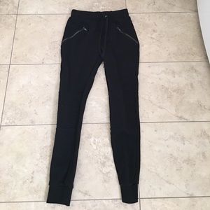 Forever 21 black moto joggers with zipper.