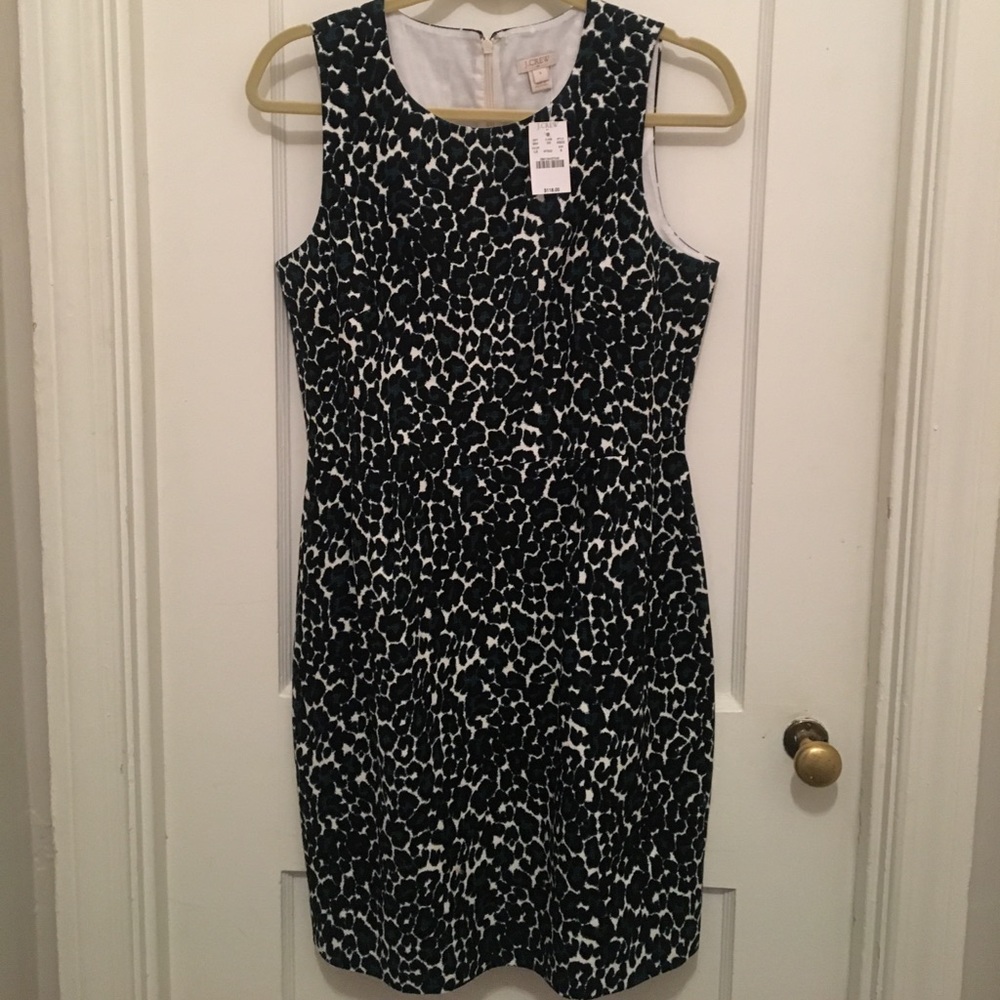 J Crew animal print green black shift size 6