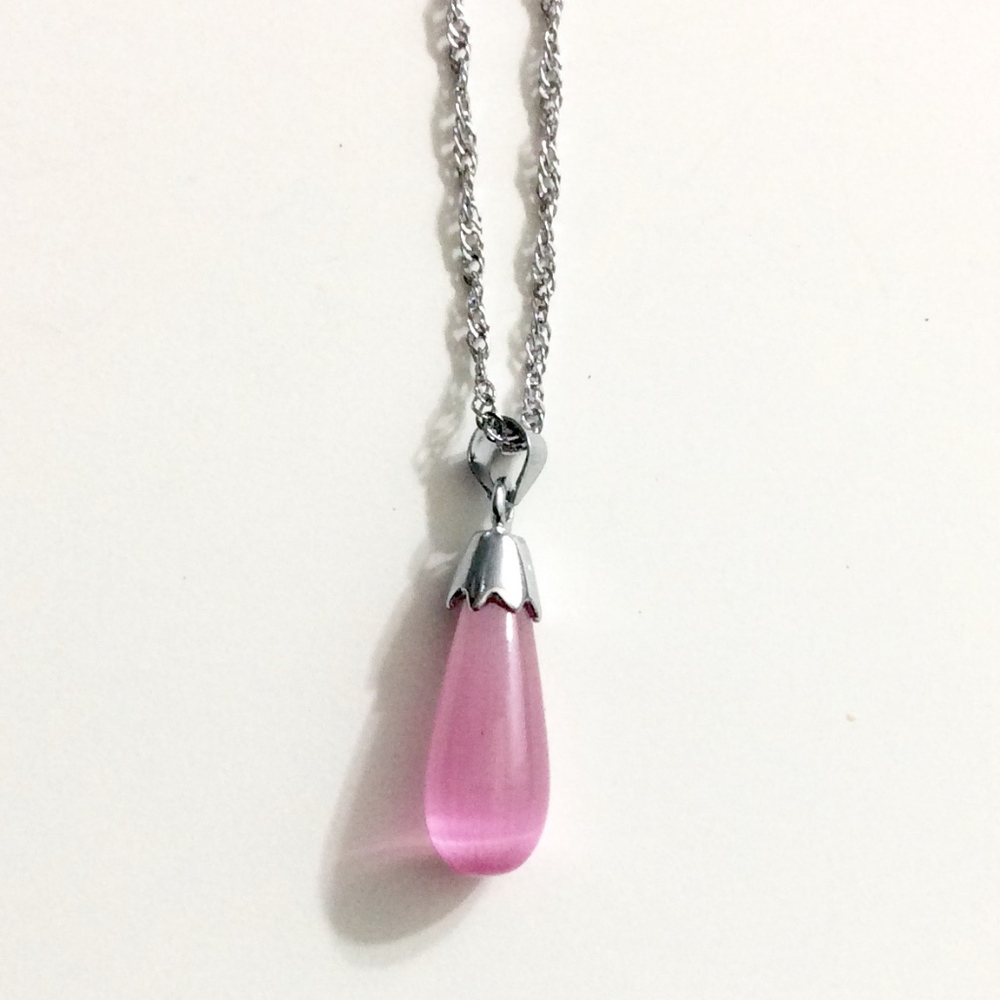 NEW tiger's eye necklace, 18k white gold plated