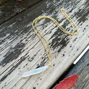 Angel Aura Quartz Crystal Point Necklace