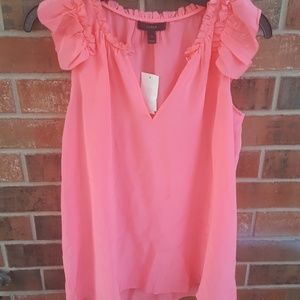 Brand new pink j crew ruffle blouse.