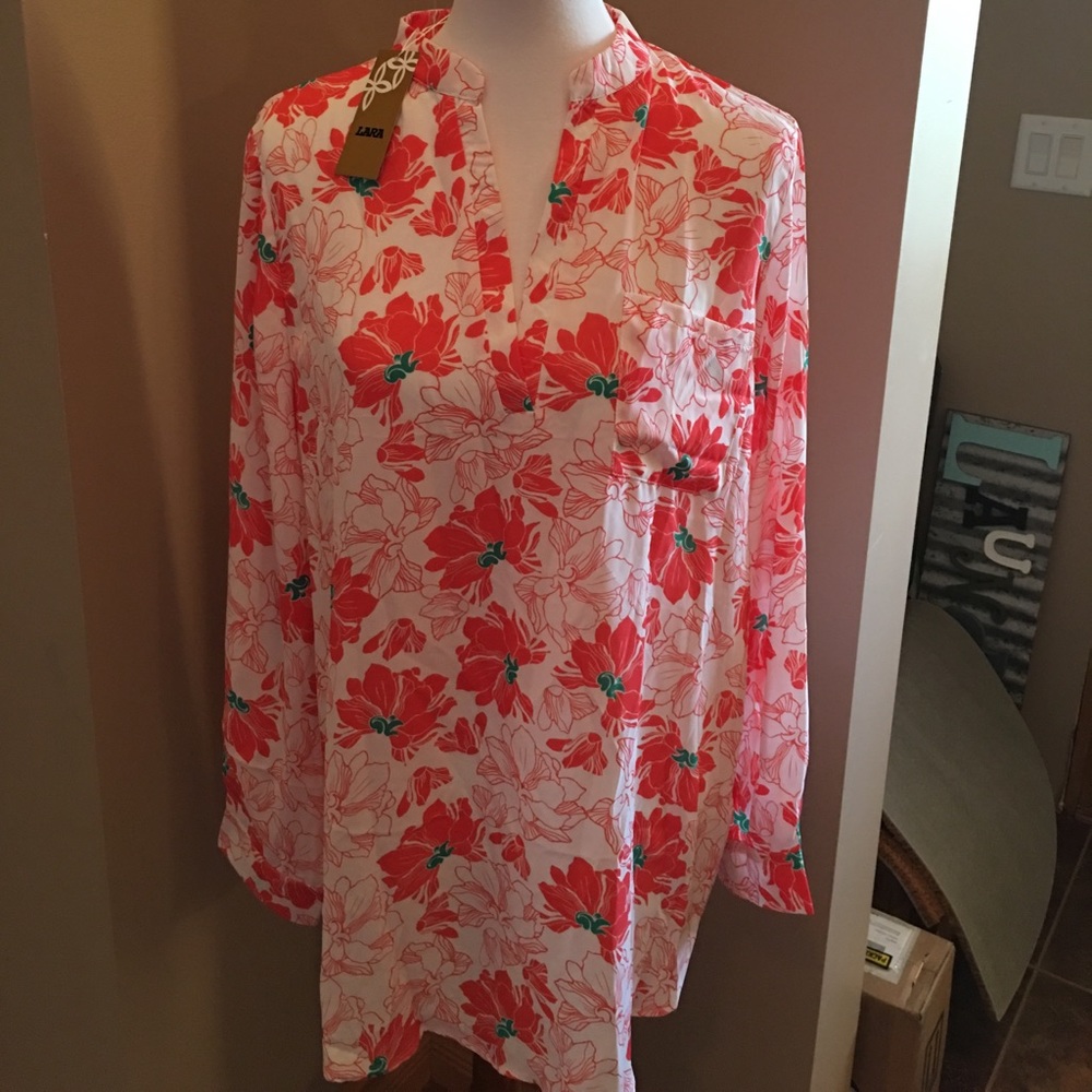Coral flowered blouse