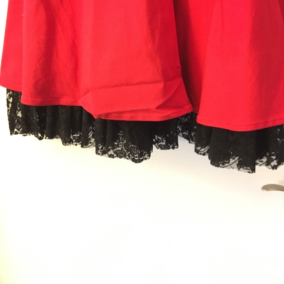 NWOT Hot Topic Red Dress with Black Lace - Picture 5 of 8