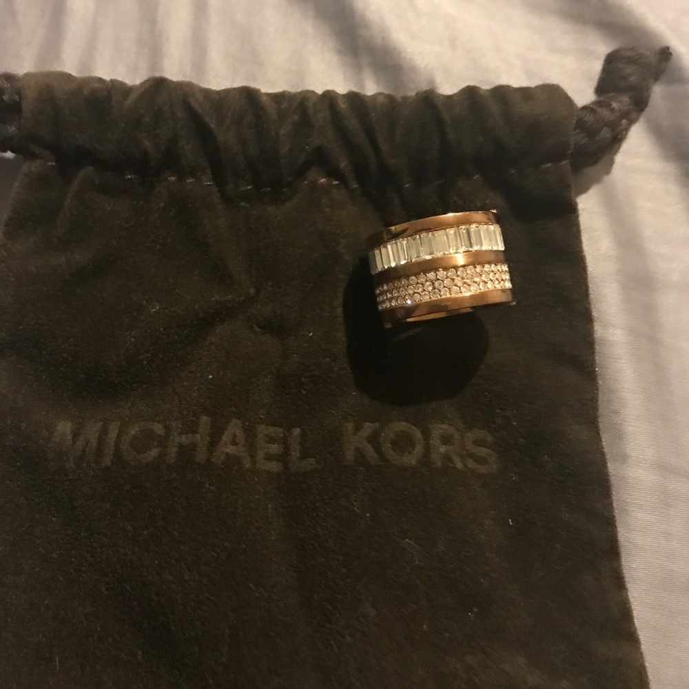 MK Rose Gold and Diamond Wide Band Ring
