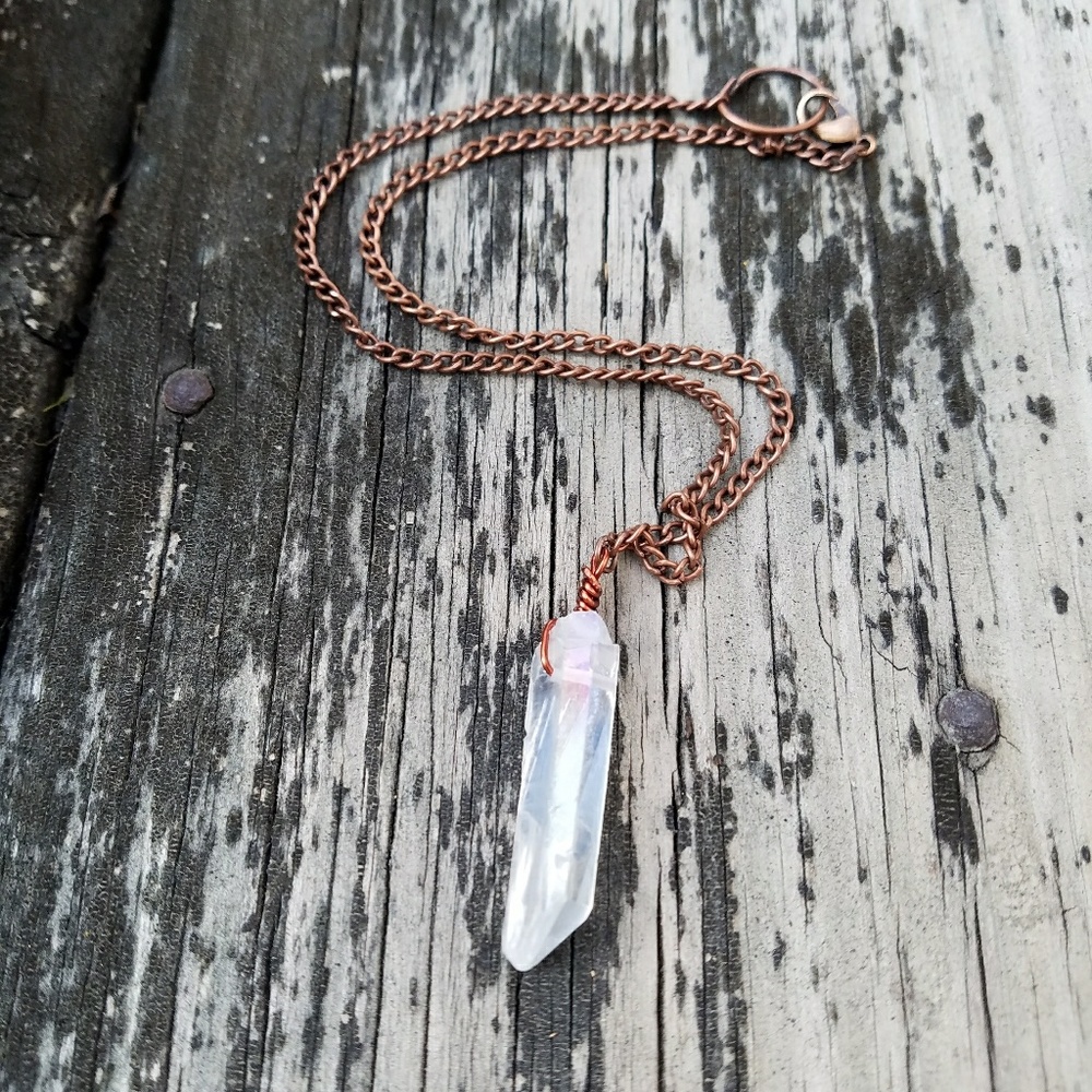 Angel Aura Quartz Crystal Point Choker