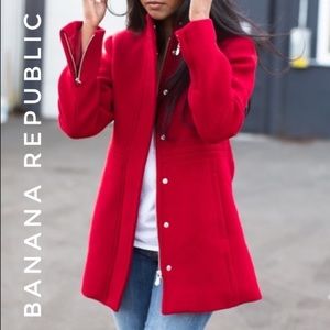 NWOT Banana Republic Red Wool Coat