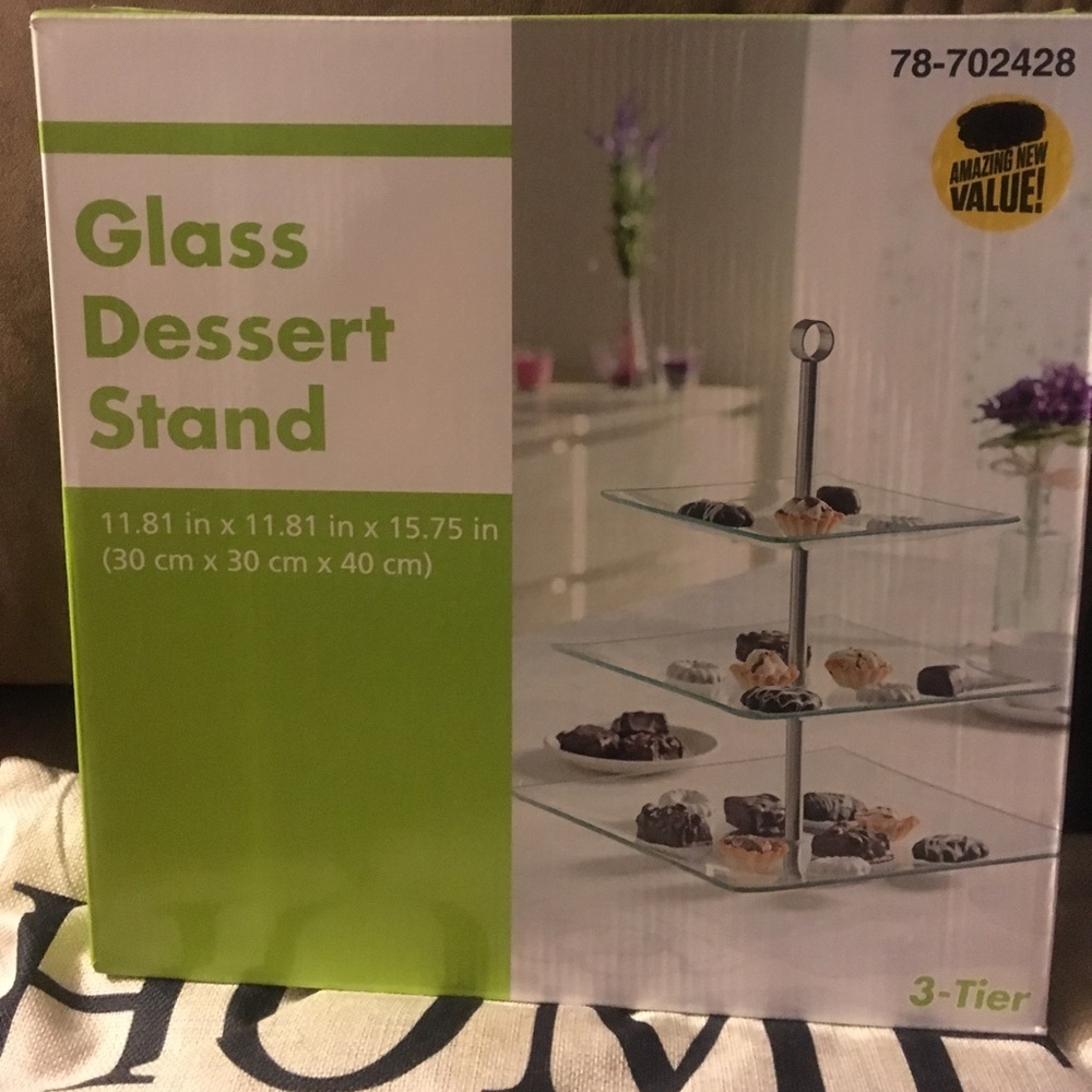 New. 3 - Tier Glass Dessert Stand.