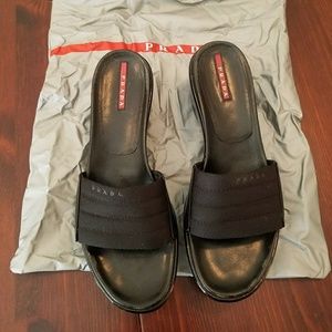 Prada Black Patent Slides Size 38
