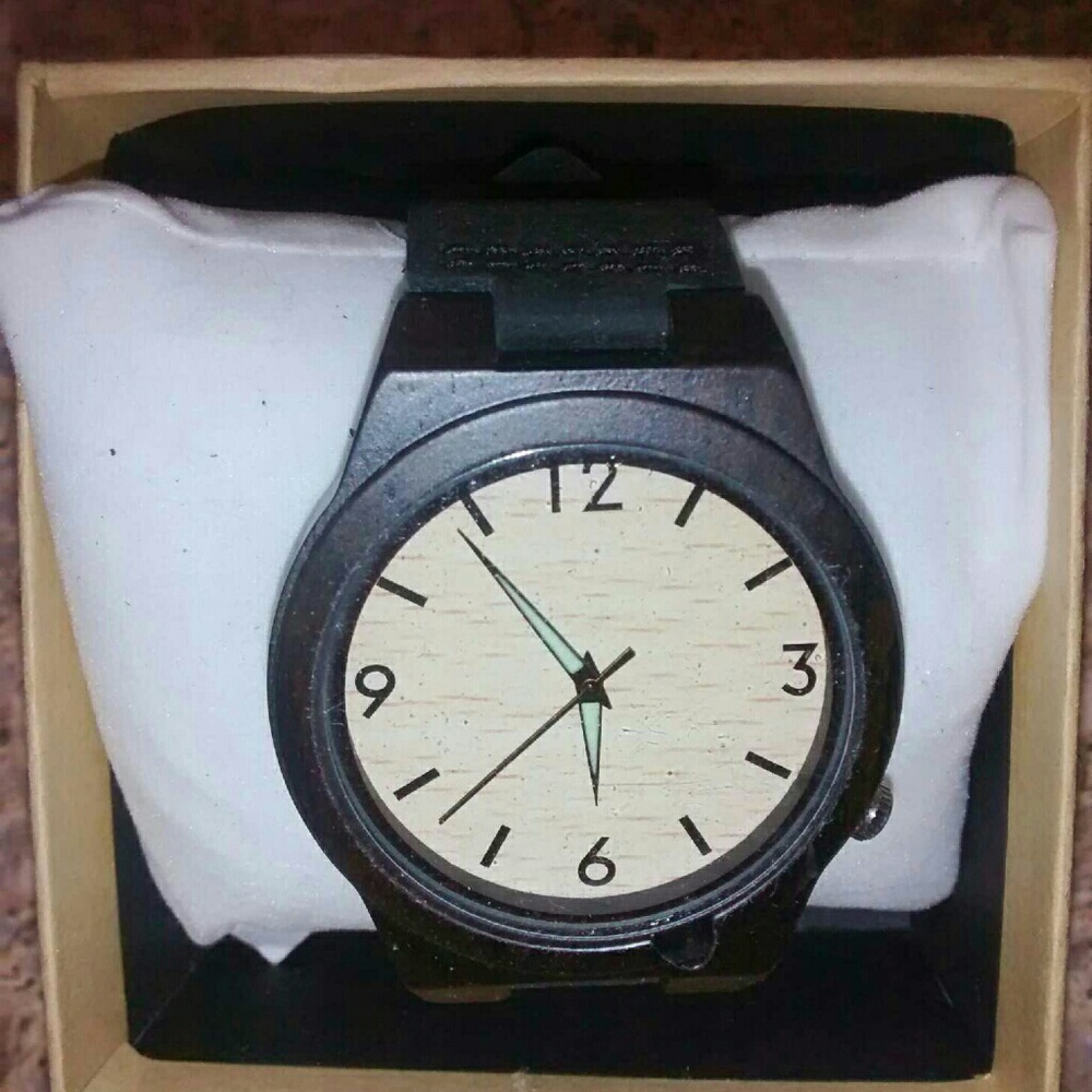 100%leather & wood watch
