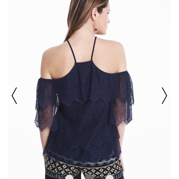WHBM Blouse Halter Top Lace Tiered Boho Peasant Dressy Nautical Women’s Size XS - Picture 3 of 11