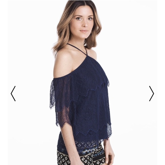 WHBM Blouse Halter Top Lace Tiered Boho Peasant Dressy Nautical Women’s Size XS - Picture 4 of 11
