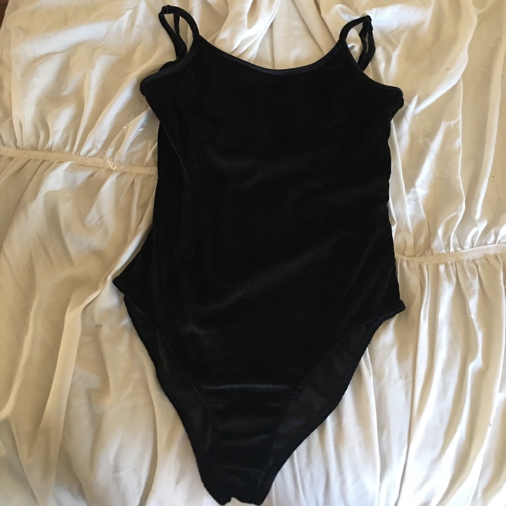 Black velvet onesie bodysuit spaghetti straps