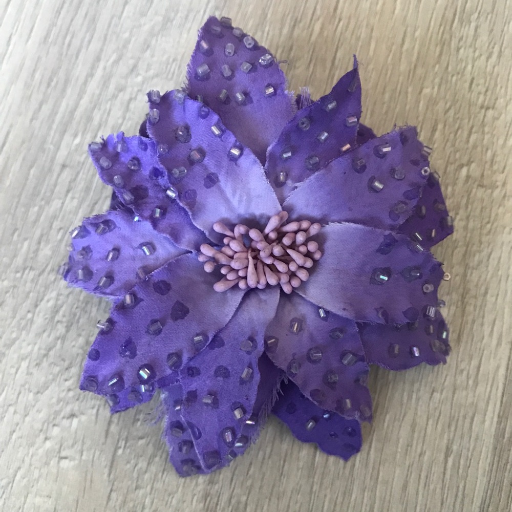 Purple flower hair clip