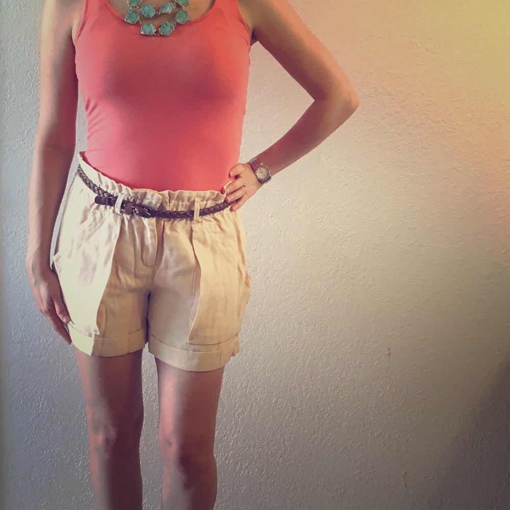 Cream high waisted shorts