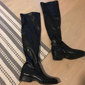 Over the knee black leather boots. Worn twice.