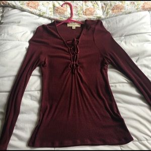 Long Sleeve Lace Up Top