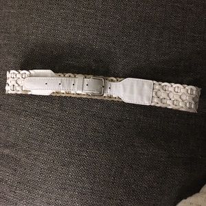 White faux leather belt