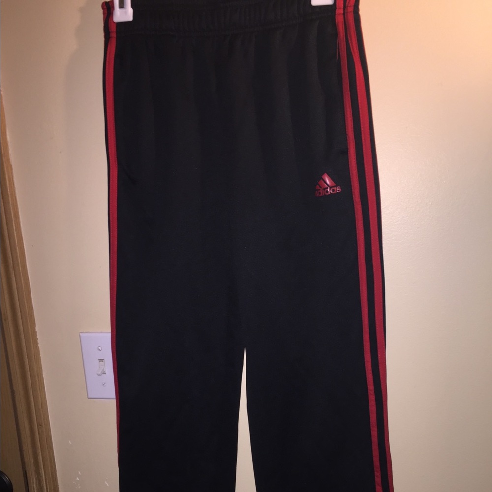 Black and red adidas climawarm sweatpants