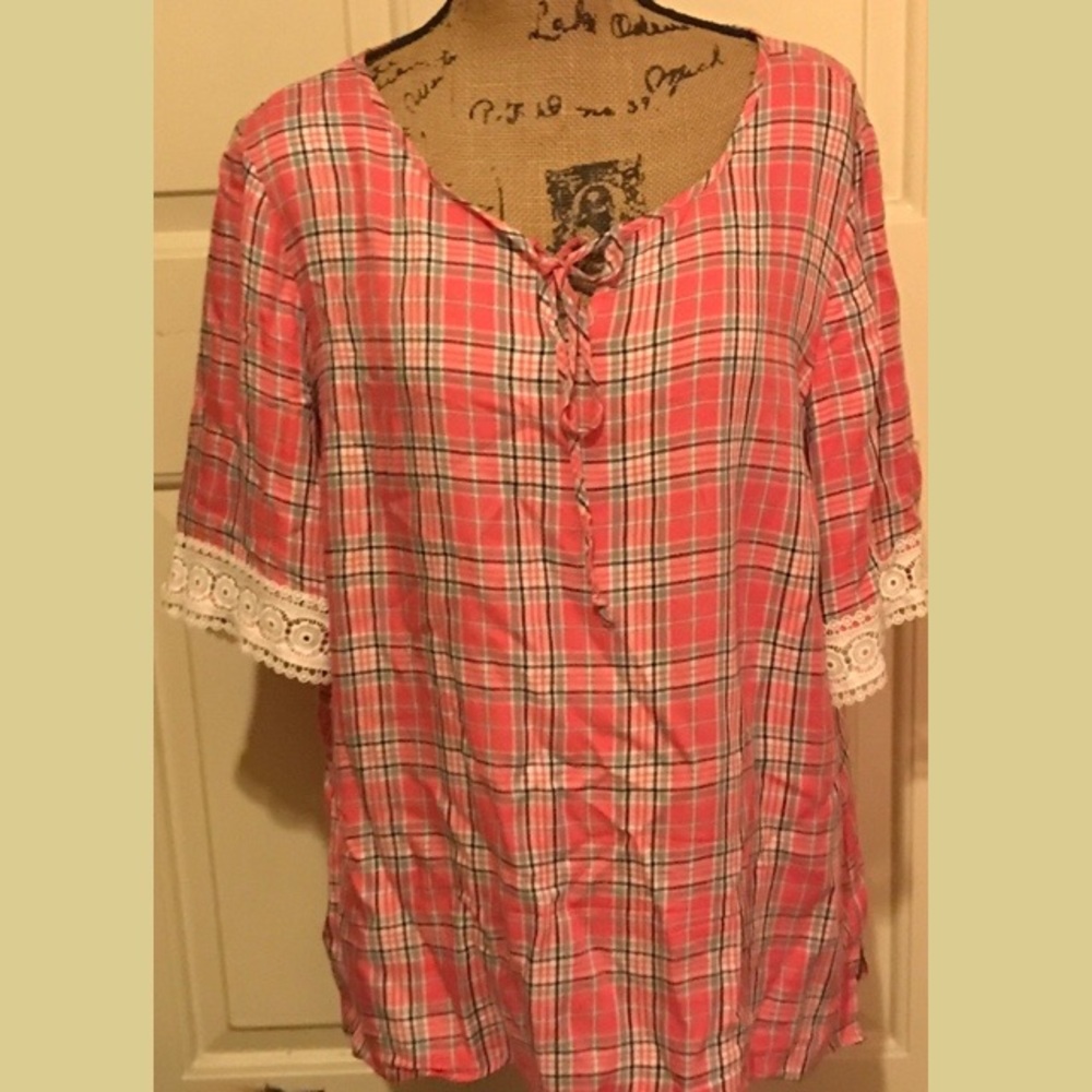 plaid & lace top