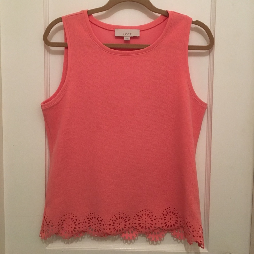 Loft lace crepe soft coral top size M
