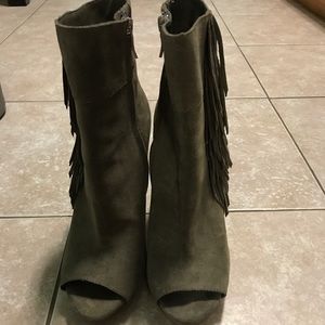 BCBG peep toe heel boots