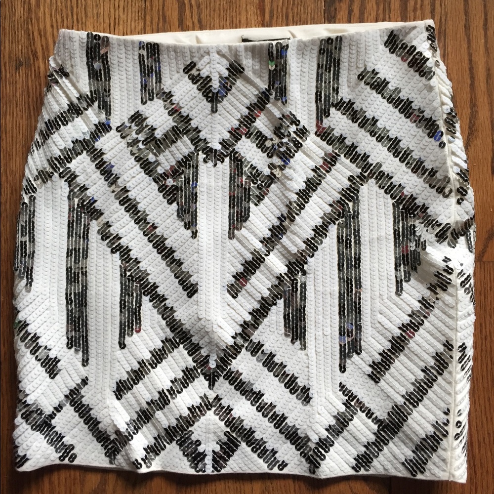 Express S white with silver sequin skirt