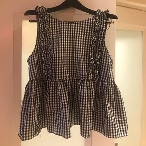 Zara gingham Blouse XL NEW w TAGS