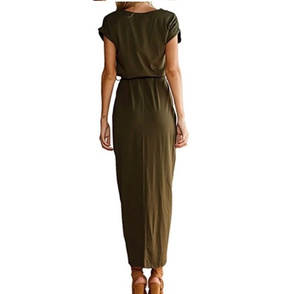NWT army green wrap maxi dress - Picture 2 of 6