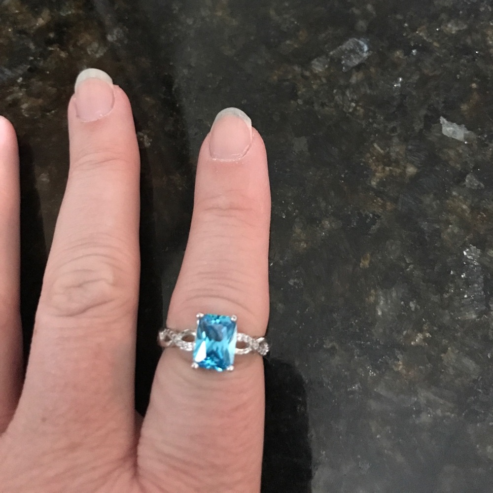 Light blue  and clear stones