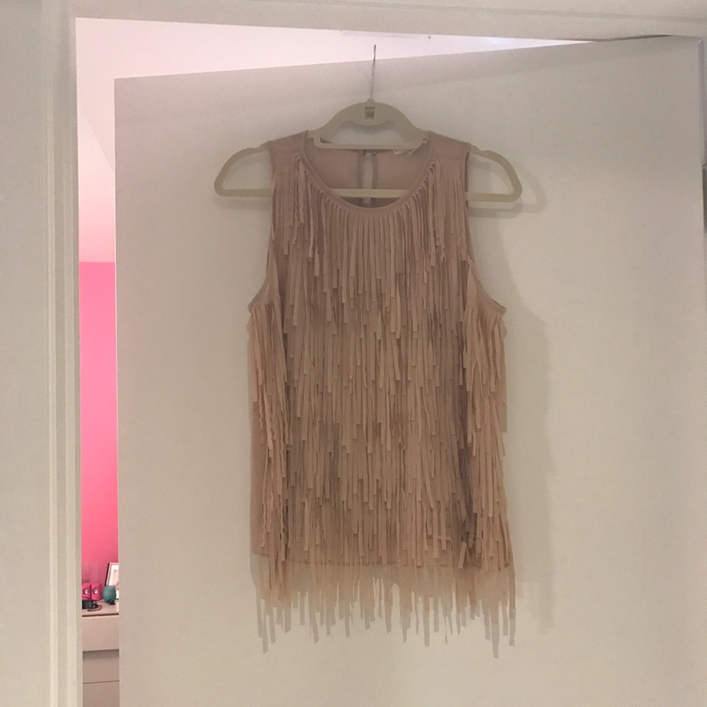 Endless Rose Nude Fringe Top