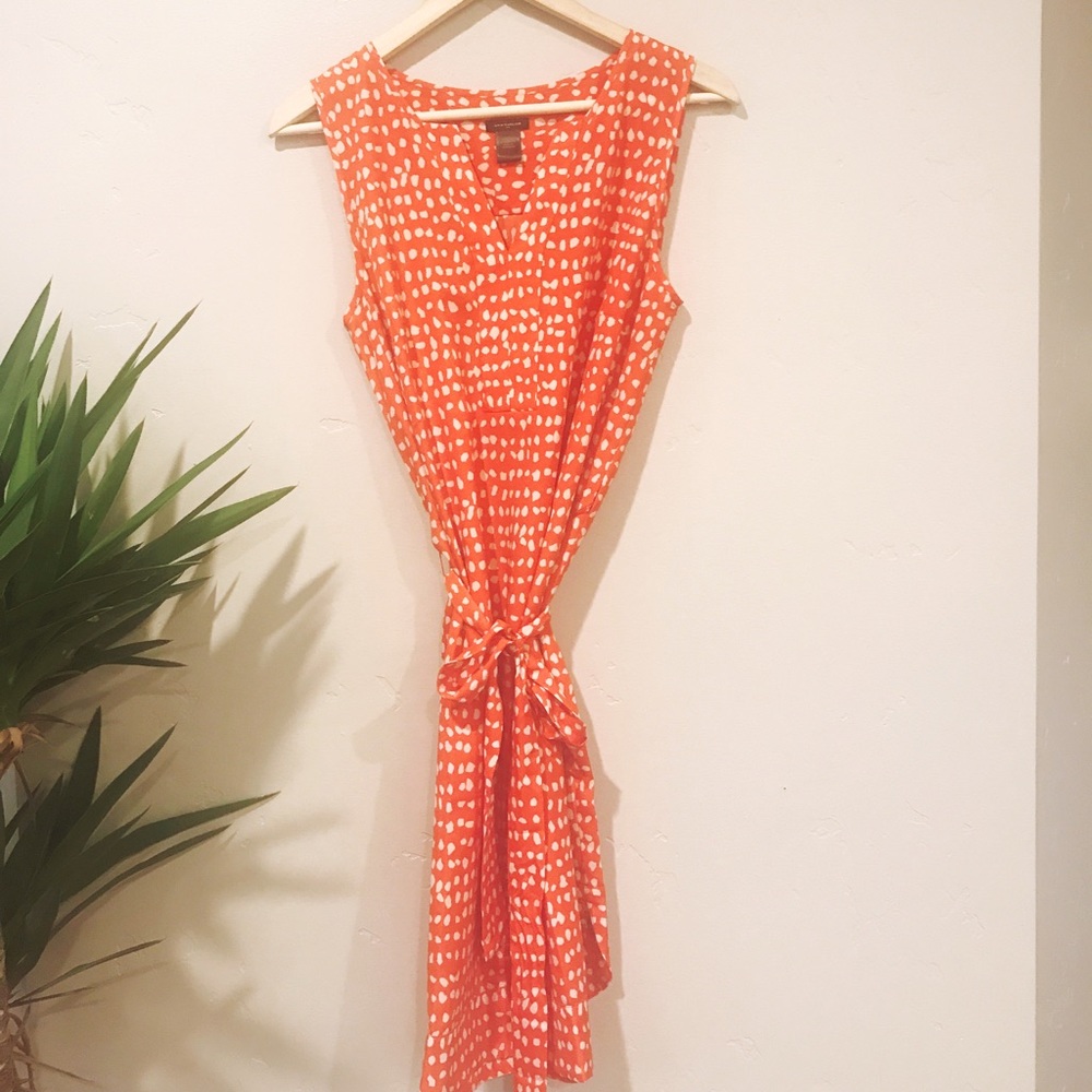 Red dot waist-tie dress NWOT