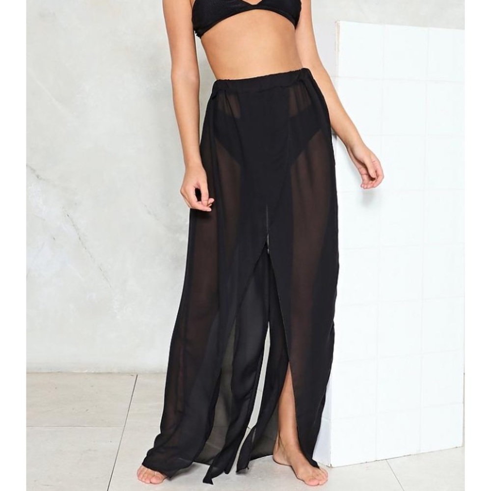 NWT NASTY GAL sheer black pants/cover up sz 6