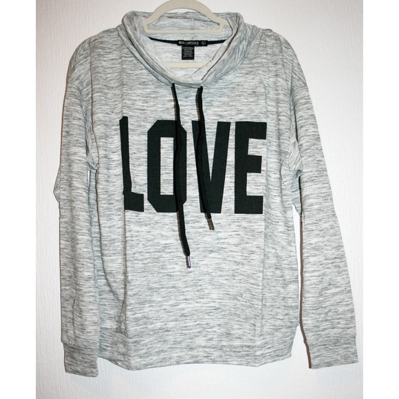 'LOVE' French Terry Cowl Neck Pullover NWT - Picture 3 of 8