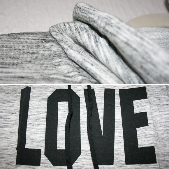 'LOVE' French Terry Cowl Neck Pullover NWT - Picture 6 of 8